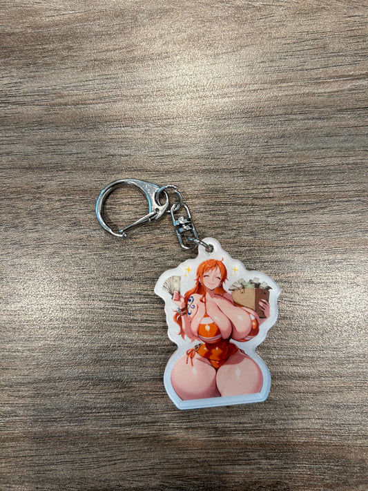 Busty Nami Acrylic Keychain – Double-Sided Anime Keychain
