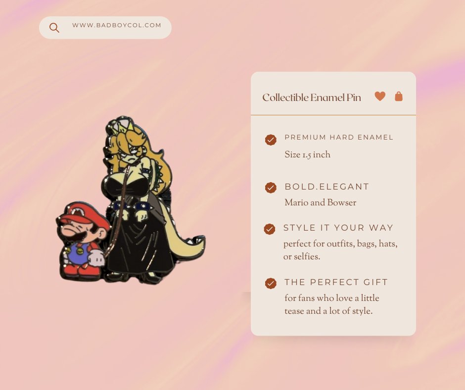 Mario & Bowser Cute Hard Enamel Pins – Nintendo-Inspired Collectible Set