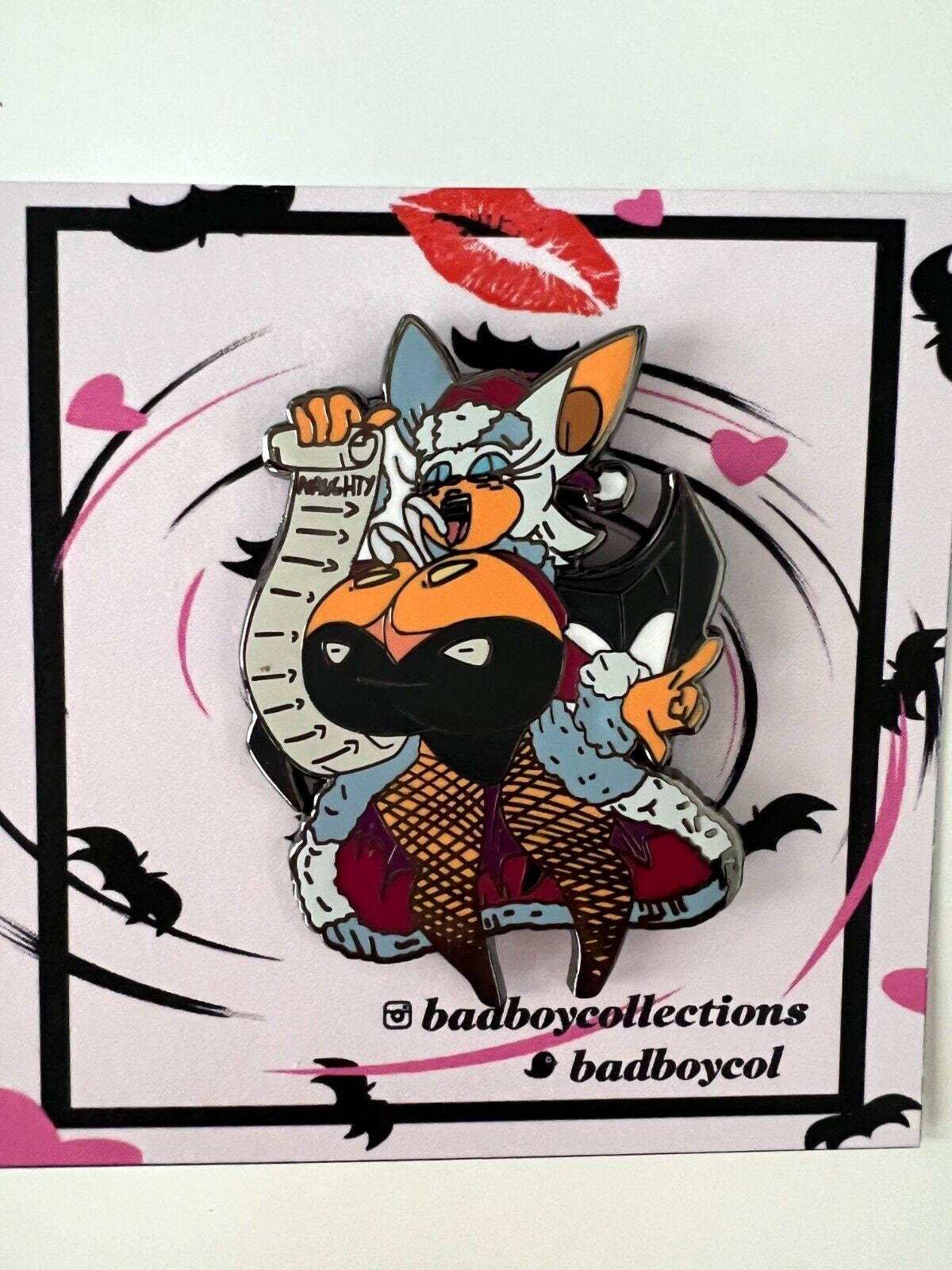 Naughty Bat Girl Gothic Christmas Hard Enamel Pin