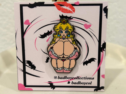 Princess Girl Enamel Pin | Peach Hard Enamel Pin | Princess Girl Pin